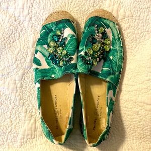 Green jeweled espadrilles size 10